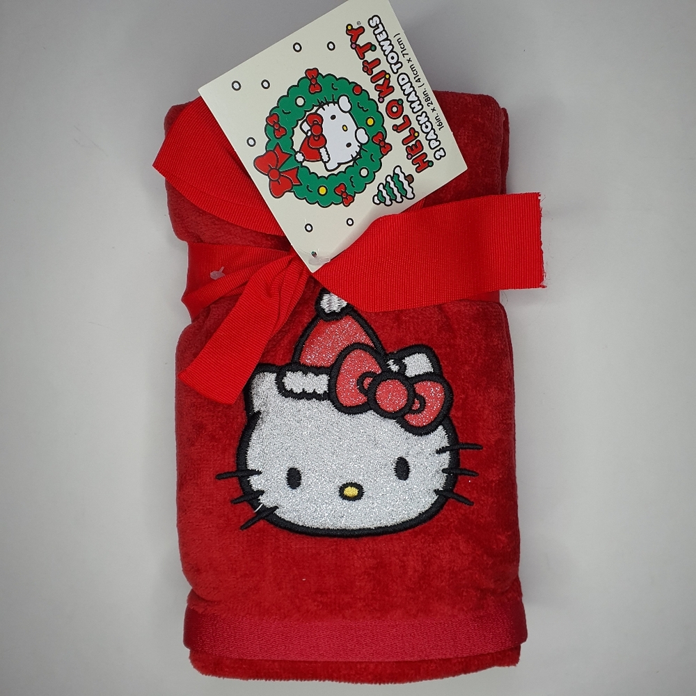 HELLO KITTY by Sanrio Set Of 2 Glitter Hello Kitty Hand Towels + Free Gift